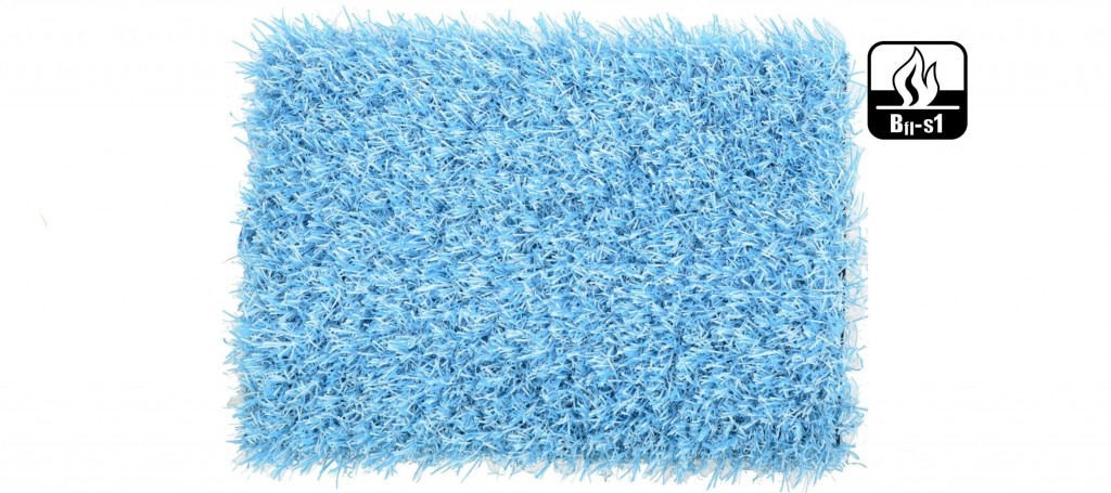 Césped artificial de color azul claro